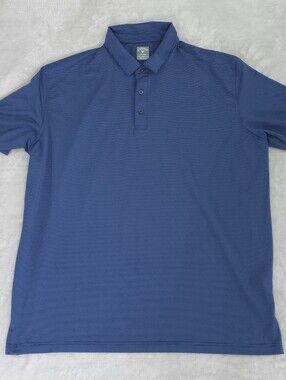Callaway Golf Shirt Mens XXL Blue Fine Line Stripe Opti-Dri Polo Short Sleeve